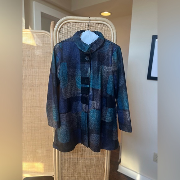 Damee Overlapped Square Button Blue Patch Jacket - new with tags - Picture 2 of 5